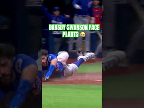 Dansby Swanson slides and face plants at home plate #cubs #shorts