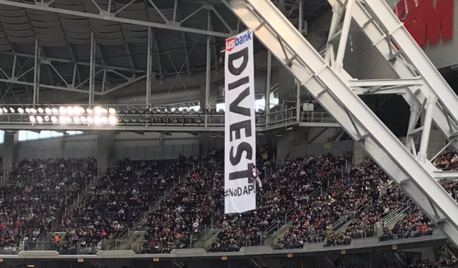 Dakota Access Pipeline Protesters Hang From Vikings Stadium Roof