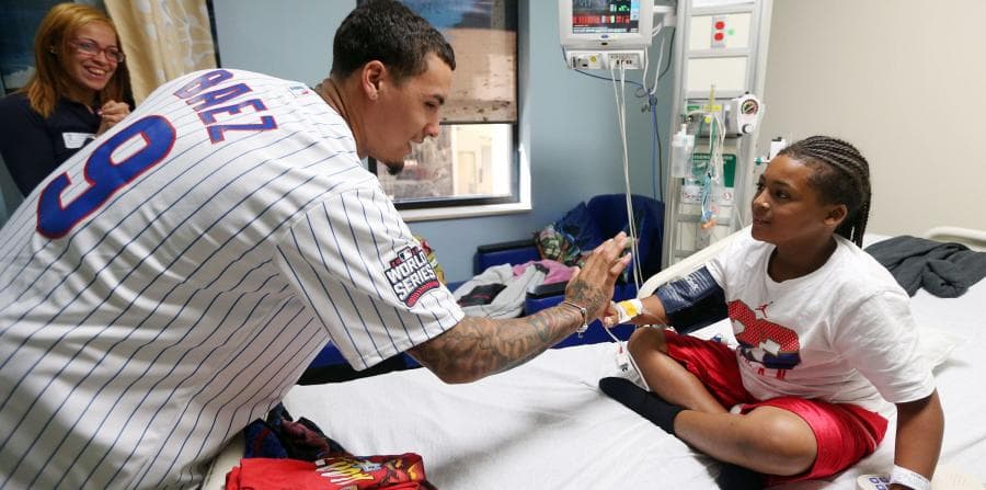 Javier Baez Visiting A Hospital Will Be The Best Thing You See Today