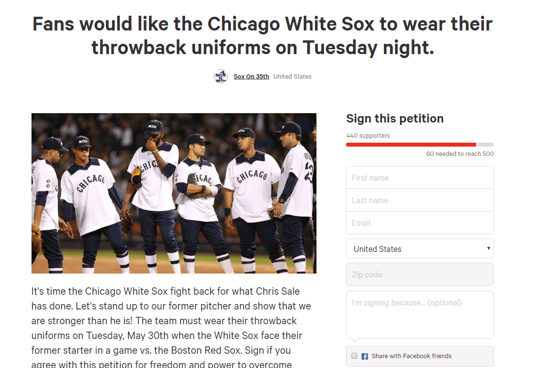 White Sox Fans Create Hilarious Petition To Wear Throwback Jerseys Chris Sale Cut Up Last Season