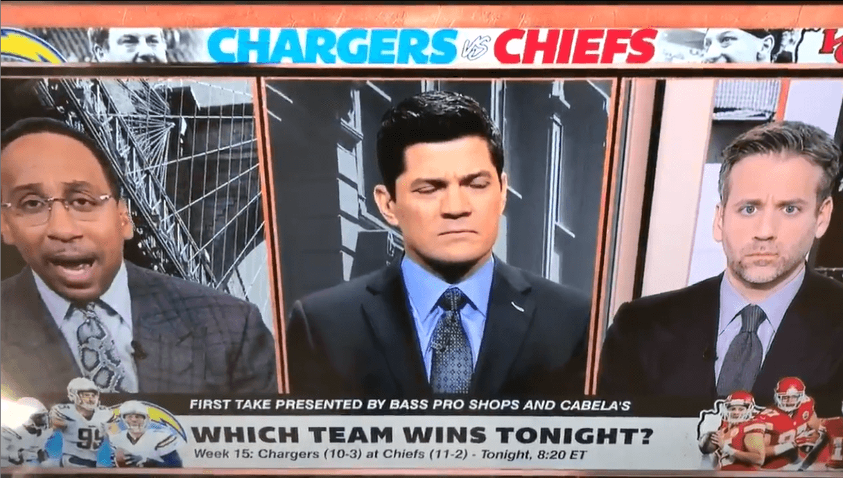 Watch Stephen A. Smith Absolutely Eat It Discussing Chiefs-Chargers