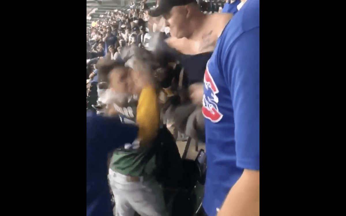 Cubs Fan Wrecks The Shit Out Of A Packers Fan At Brewers Game